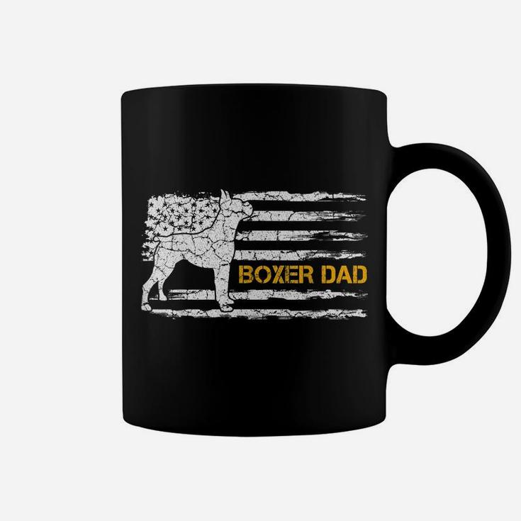 Mens Vintage Usa American Flag Boxer Dog Dad Silhouette Funny Coffee Mug