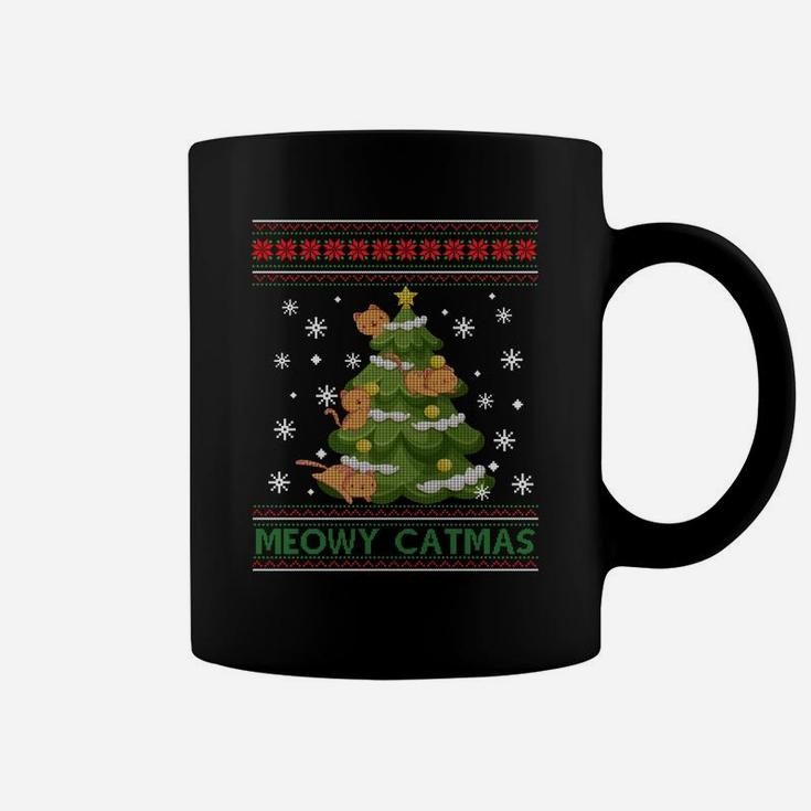 Meowy Catmas Christmas Tree Merry Xmas Cat Lovers Sweatshirt Coffee Mug