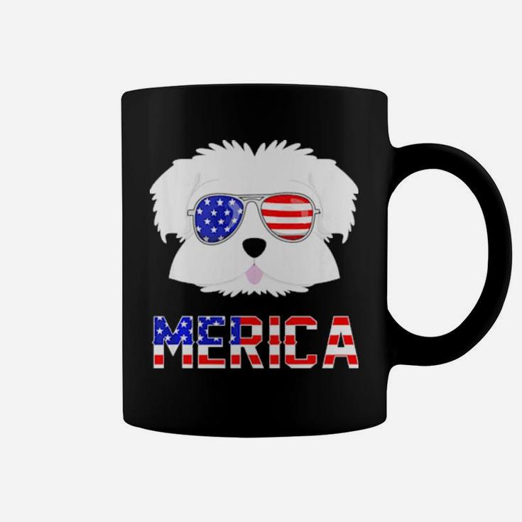 Merica Maltese 4Th Of July Patriotic Dog Coffee Mug