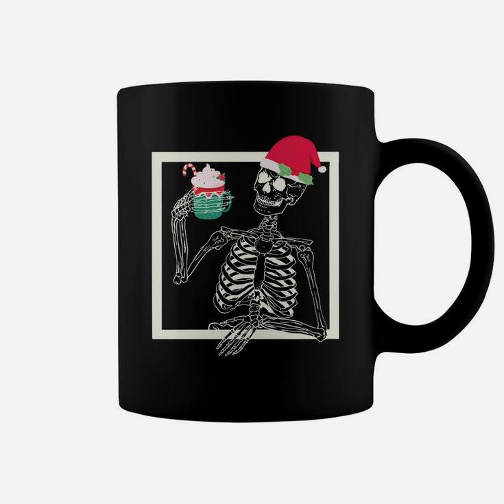 Merry Christmas Funny Santa Hat Christmas Drink Skeleton Sweatshirt Coffee Mug