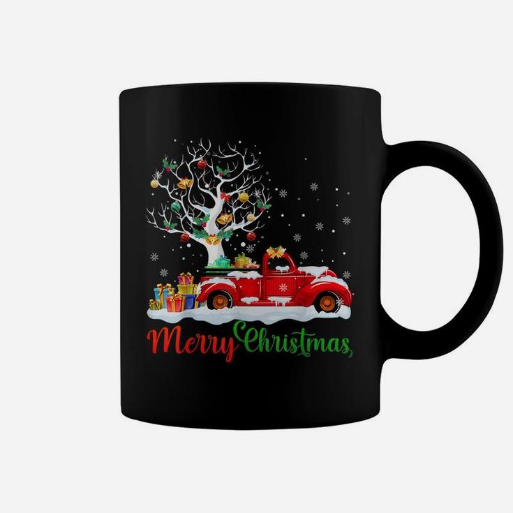 Merry Christmas Red Truck Christmas Tree Lights Snow Coffee Mug