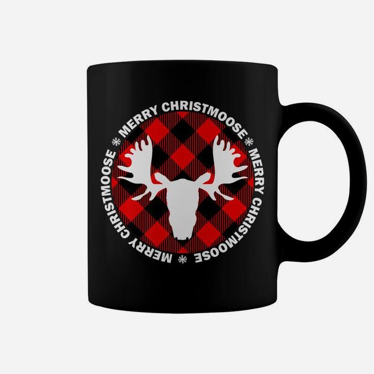 Merry Christmoose Buffallo Plaid Funny Moose Christmas Pj Coffee Mug