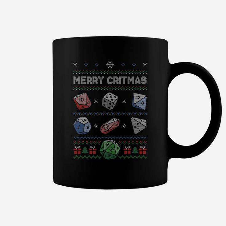 Merry Critmas Rpg D20 Tabletop Gaming Ugly Christmas Sweater Coffee Mug