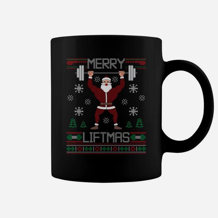 Merry Liftmas Ugly Christmas Sweater Santa Claus Gym Workout Coffee Mug