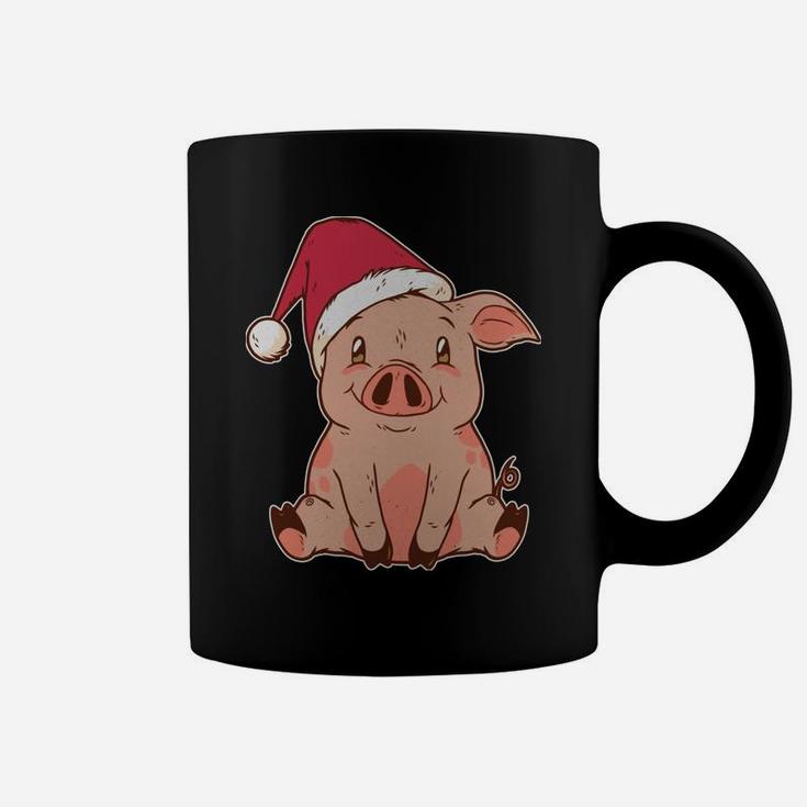 Merry Pigmas Pig With Christmas Santa Hat Funny Pigs Lover Coffee Mug