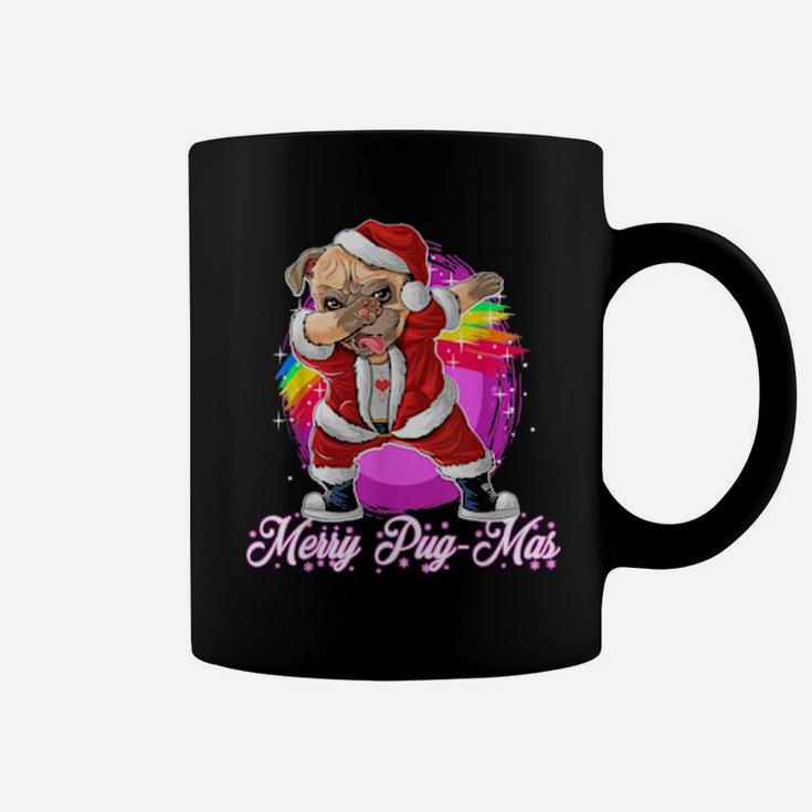 Merry Pugmas Cute Dabbing Pug Santa Coffee Mug