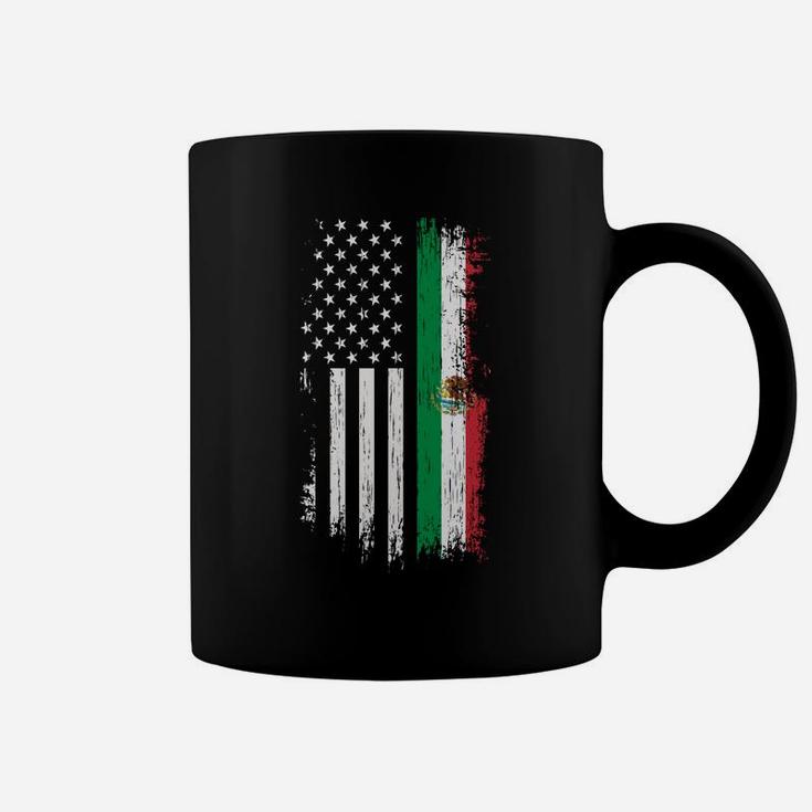 Mexico Usa Grown Roots - Mexican American Flag Coffee Mug
