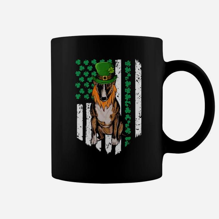 Miniature Bull Terrier St Patricks Day Irish American Flag Coffee Mug