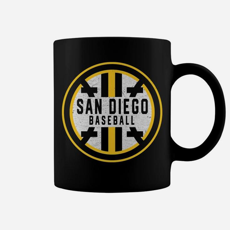 Minimalist San Diego Baseball Badge Design Coffee Mug