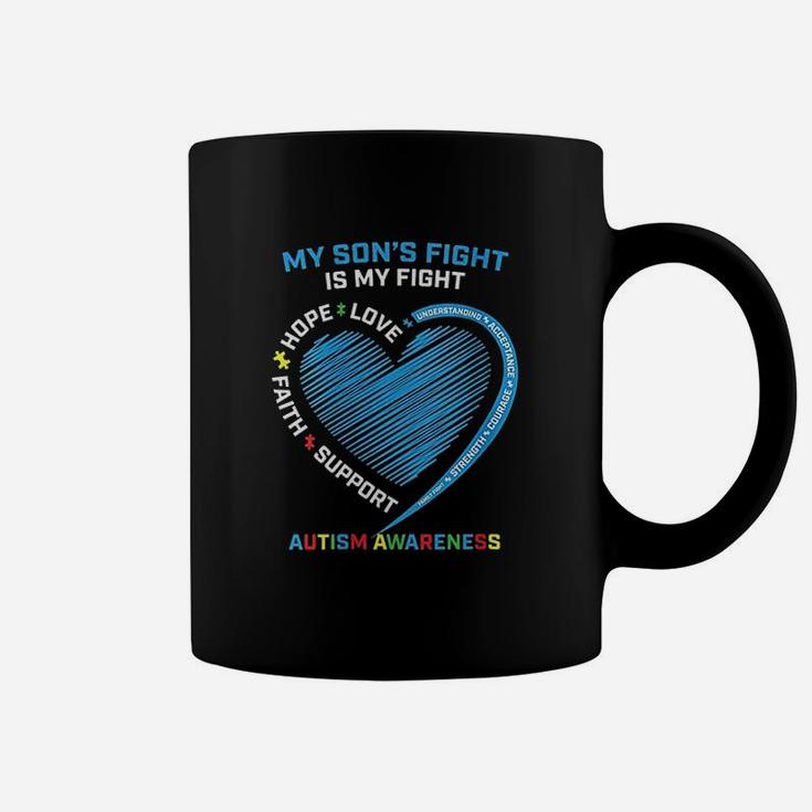 Mom Dad Heart My Sons Fight Is My Fight Coffee Mug