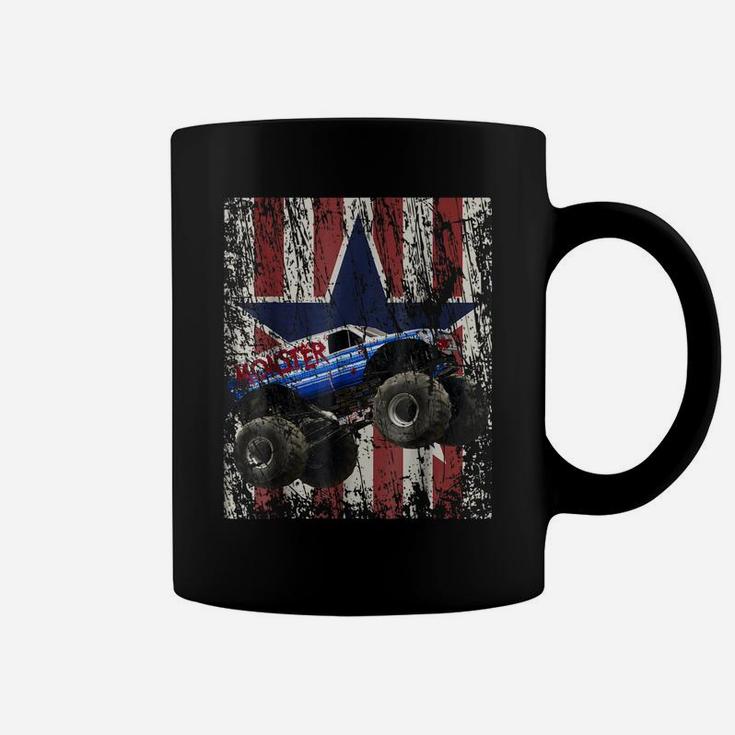 Monster Truck American Flag Extreme Distress Coffee Mug