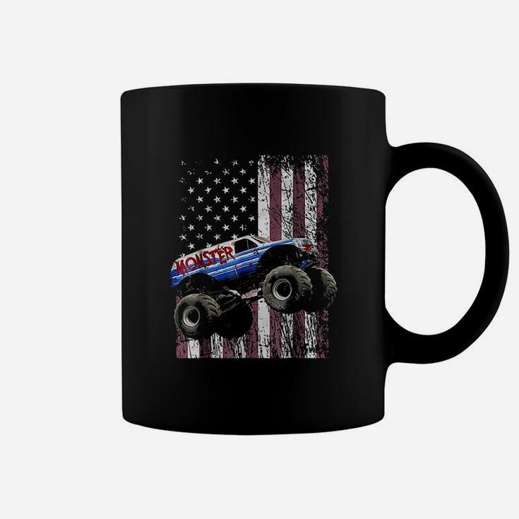 Monster Truck American Flag Racing Coffee Mug