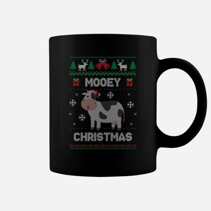Mooey Christmas Cow Santa Claus Hat Ugly Christmas Sweater Coffee Mug