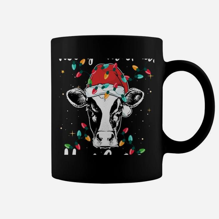 Mooey Christmas Heifers Santa Xmas Lights Cow Lovers Coffee Mug