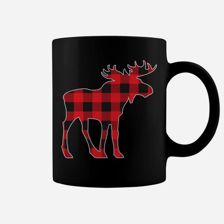 Moose Elk Plaid Buffalo Check Pajama Lumberjack Christmas Coffee Mug