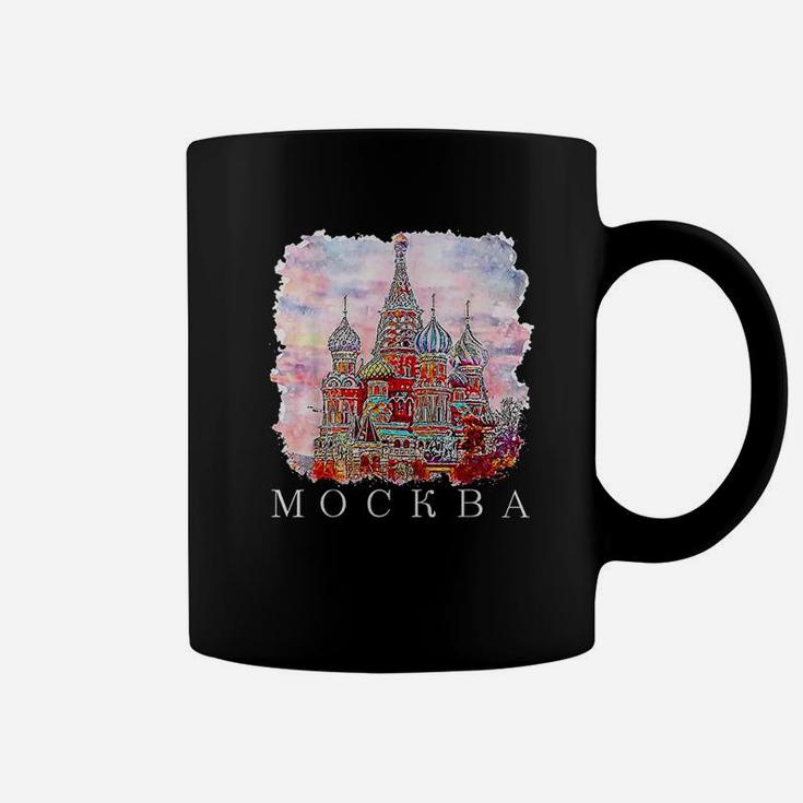 Moskva Moscow Watercolor Kremlin Red Square Basillius Coffee Mug