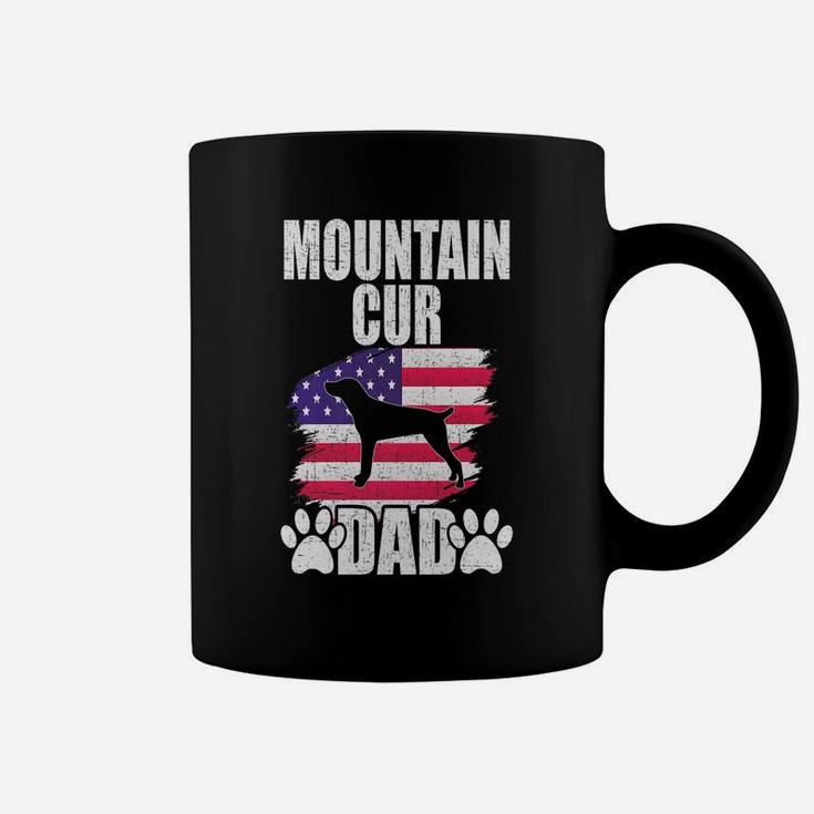 Mountain Cur Dad Dog Lover American Us Flag Coffee Mug