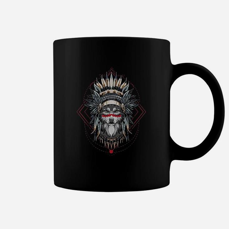 Mountain Wolf Chief Of The Wolf Pack Tribal Wolves Coffee Mug