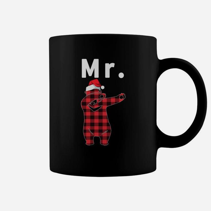 Mr Bear Christmas Sweatshirt For Couple Xmas Plaid Pajamas Coffee Mug
