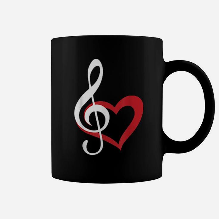 Music Clef With Red Heart For Musicians Coffee Mug