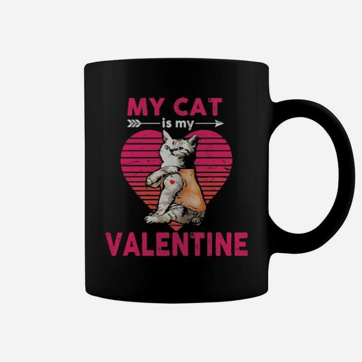 My Cat Is My Valentine Heart Vintage Coffee Mug