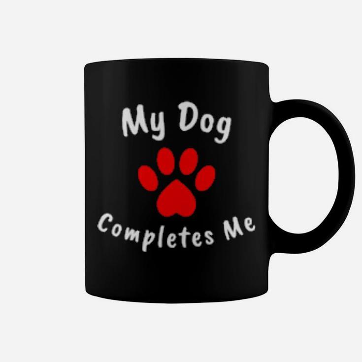 My Dog Completes Me Valentine Heart Paw Coffee Mug