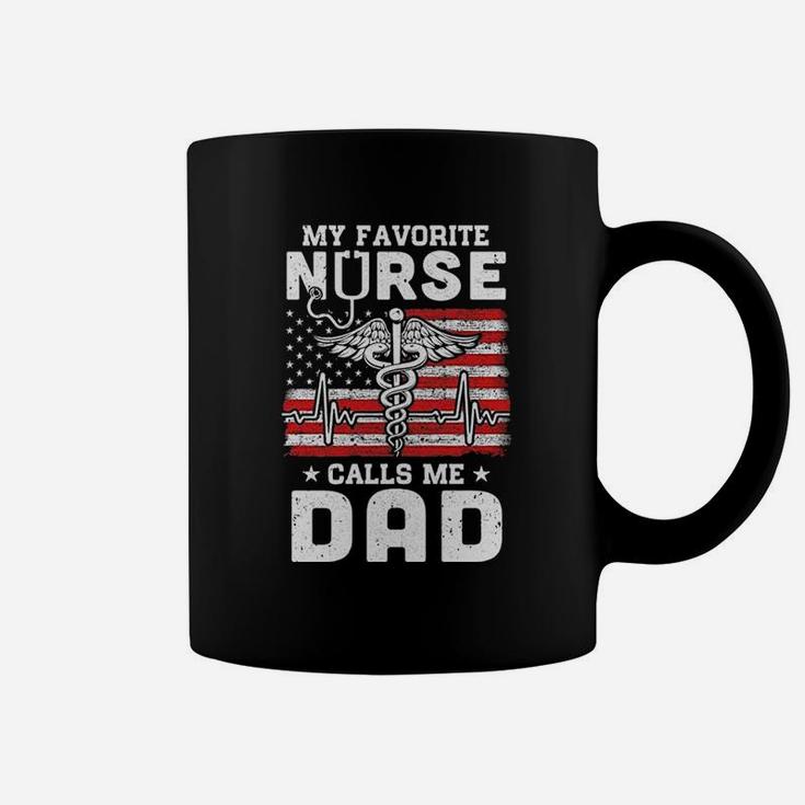 My Favorite Nurse Calls Me Dad Usa Flag Coffee Mug