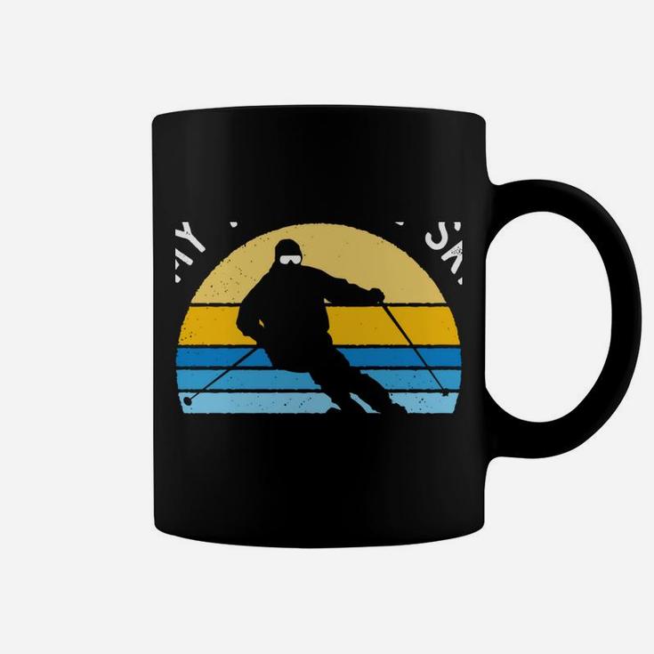 My Favorite Ski Buddies Call Me Dad Vintage Sunset Skiing Sweatshirt Coffee Mug