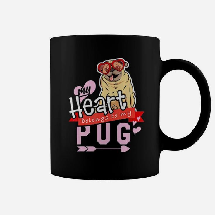 My Heart Belongs To My Pug Pug Valentines Coffee Mug
