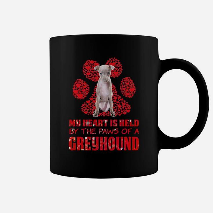 My Heart Is Held By The Paws Of A Greyhound Valentines Day Coffee Mug