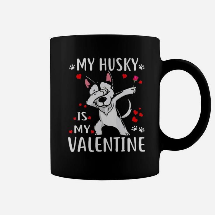 My Husky Is My Valentine  Dog Lover Couple  Gift Coffee Mug