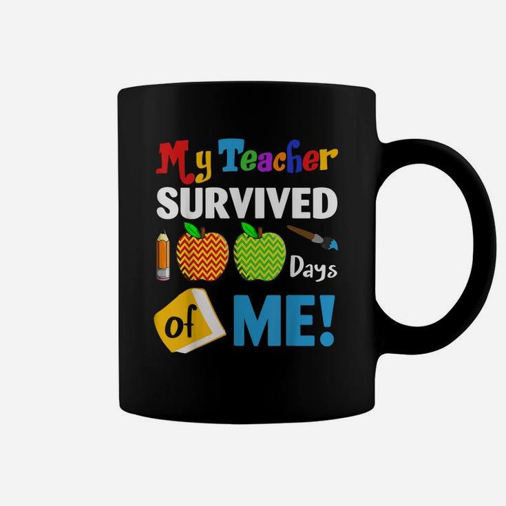 My Teacher Survived 100 Days Of Me Funny School Gift Coffee Mug