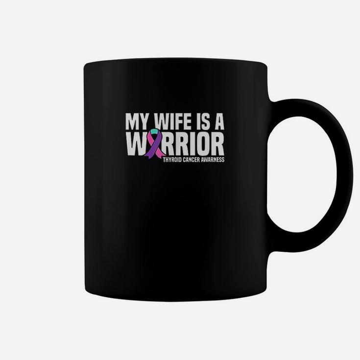 My Wife Is A Warrior Purple Ribbon Thyroid Awareness Coffee Mug