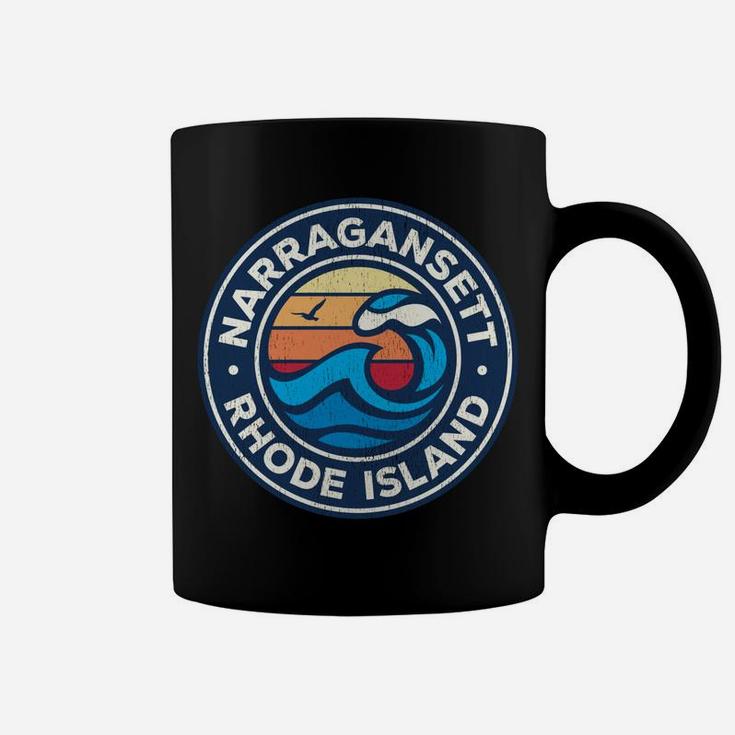 Narragansett Rhode Island Ri Vintage Nautical Waves Design Coffee Mug
