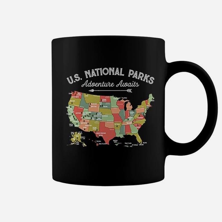 National Parks Map Camping Coffee Mug