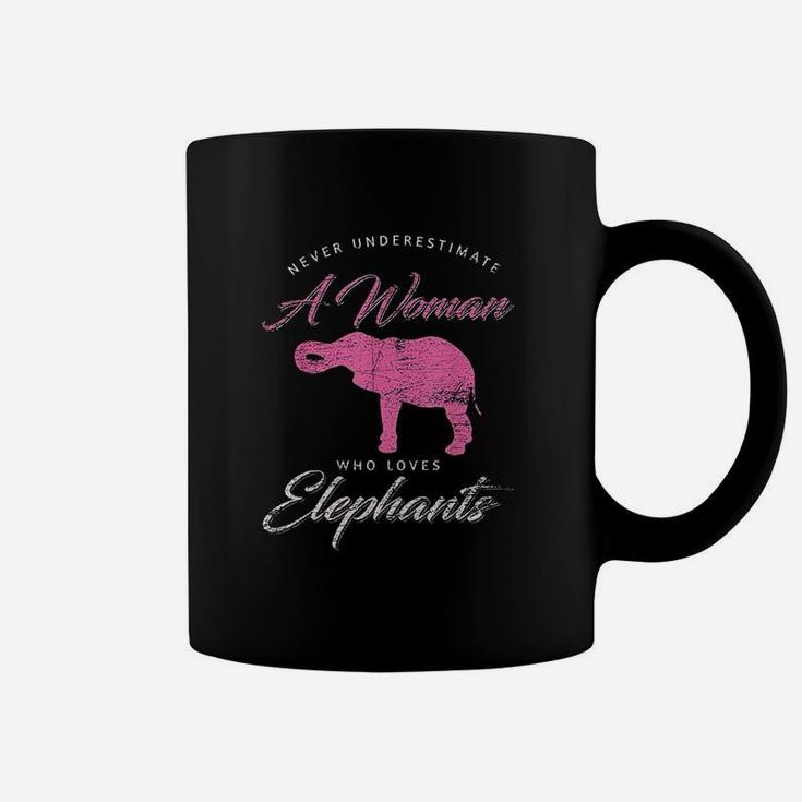 Never Underestimate A Woman Who Loves Elephants Coffee Mug