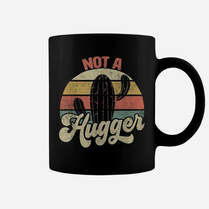 Not A Hugger Funny Vintage Sarcastic Cactus Retro Graphic Coffee Mug