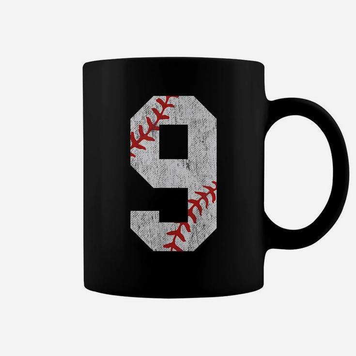 Number 9 Vintage 9Th Birthday Baseball Lover 9 Years Old Coffee Mug