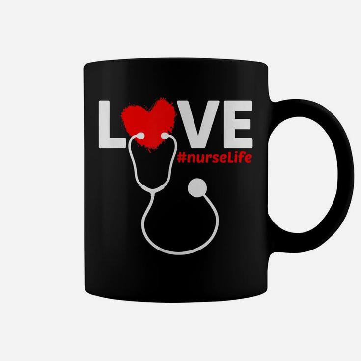 Nurse Life Rn Lpn Cna Healthcare Heart Funny Mothers Day Coffee Mug