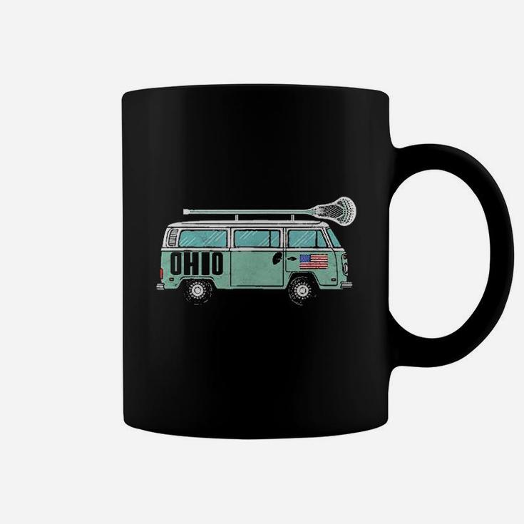 Ohio Retro Hippie Van State Lacrosse Lax Graphic Coffee Mug
