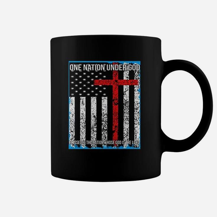 One Nation Under God With Flag Printed Coffee Mug