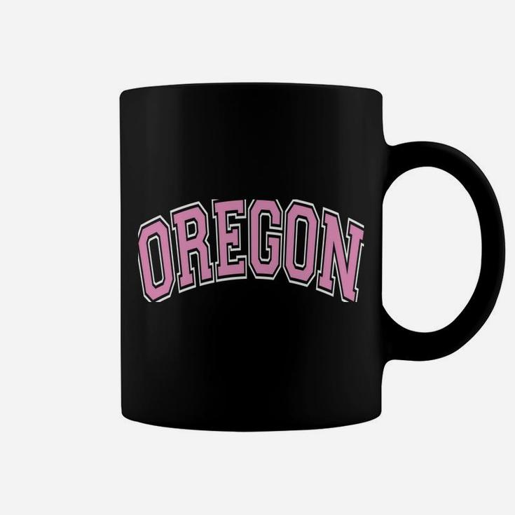 Oregon Varsity Style Pink Text Coffee Mug