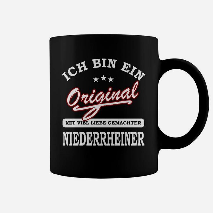 Original Niederrheiner Tassen mit Spruch, Schwarz für Lokalpatrioten