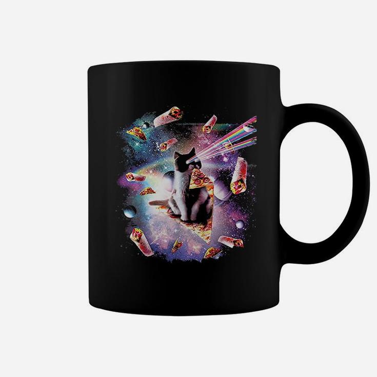 Outer Space Pizza Cat Rainbow Laser Coffee Mug