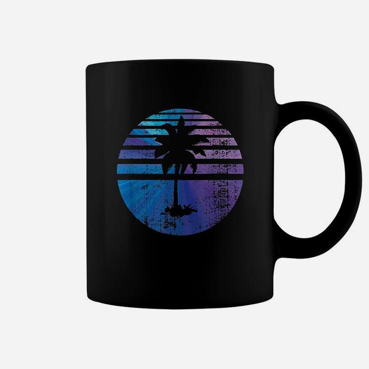 Palm Tree Sunset Silhouette Surfing Coffee Mug