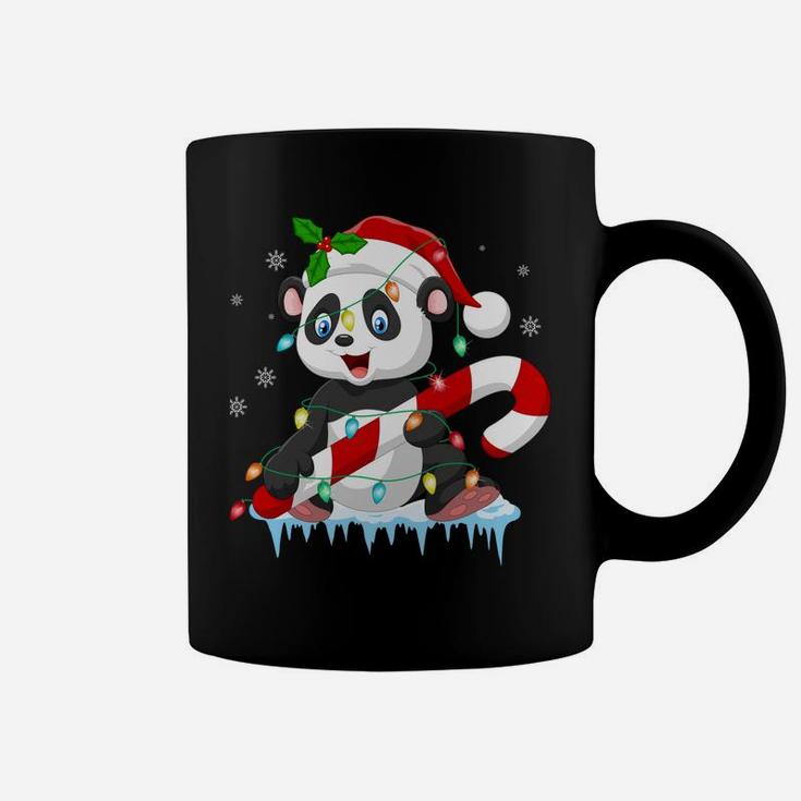 Panda In Santa Hat Xmas Tree Lights Ugly Christmas Pajamas Sweatshirt Coffee Mug