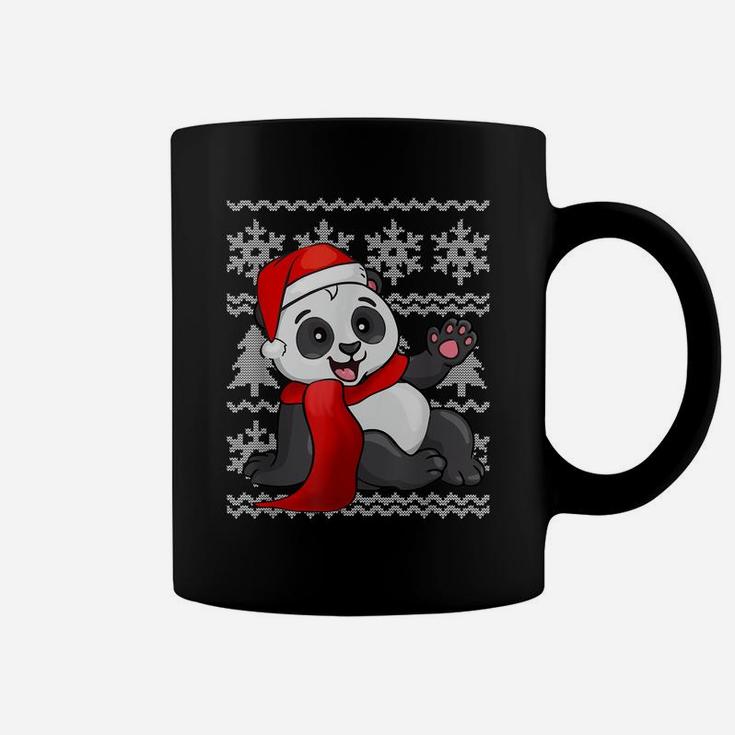 Panda Santa Hat Scarf Ugly Christmas Sweater Holiday Gift Coffee Mug