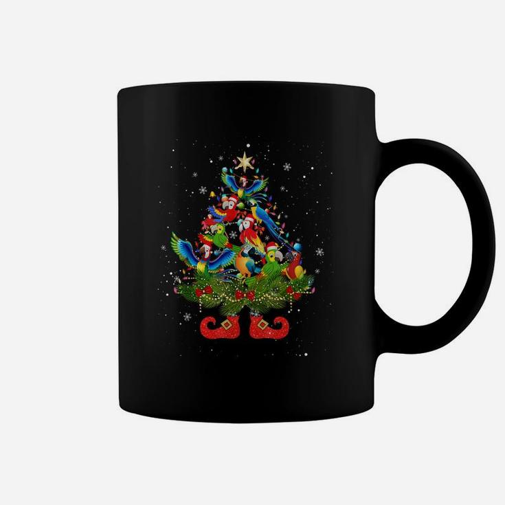 Parrots Christmas Tree Lights Funny Santa Hat Lover Coffee Mug