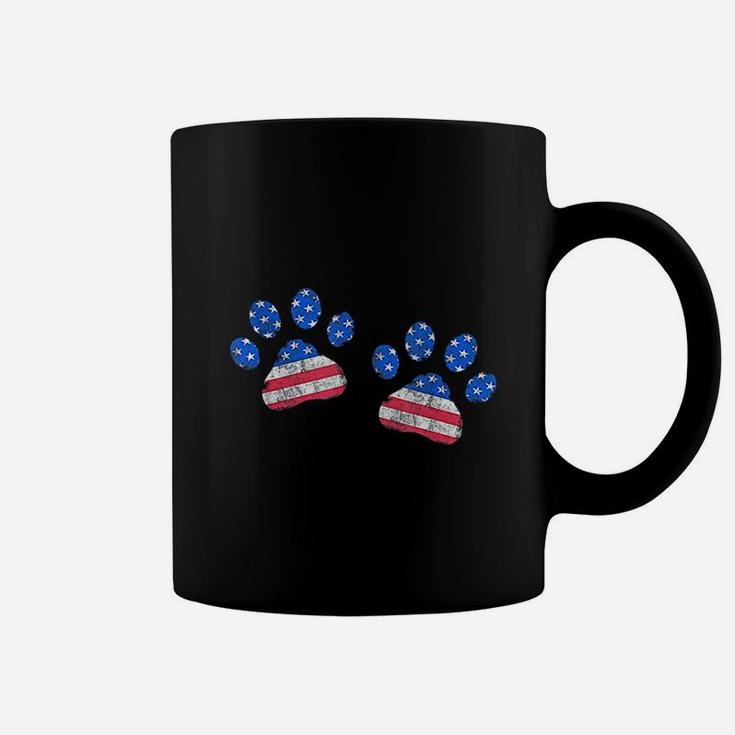 Paw Print Usa Flag I Love Dogs Patriotic 4Th Of July Coffee Mug