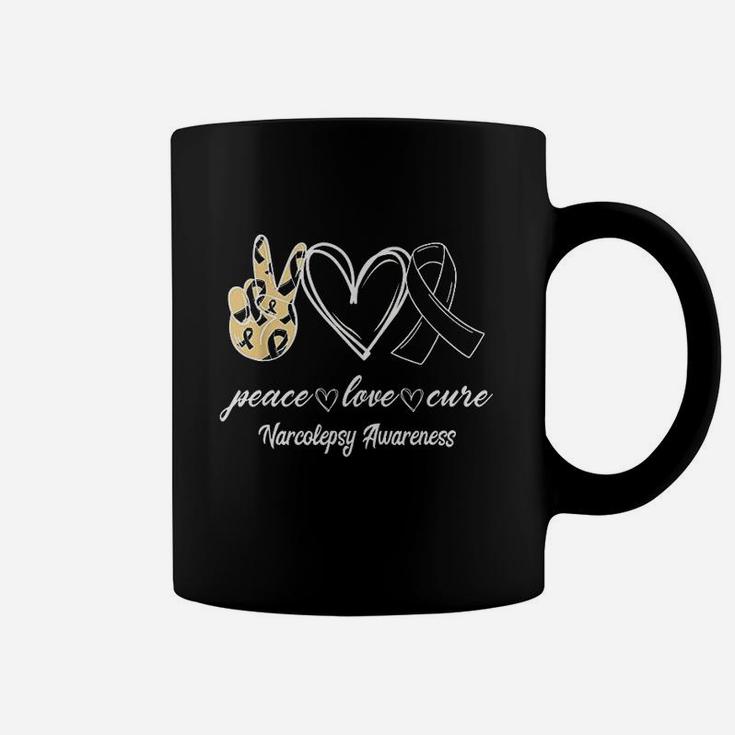 Peace Love Hope Black Ribbon Narcolepsy Awareness Coffee Mug